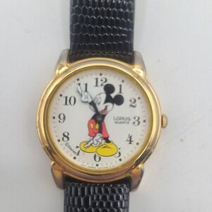 Disney Lorus Mickey Mouse Watch Leather Strap Mov't Japan READ
